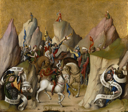 Saint Bartholomew Altarpiece: The Meeting of the Three Kings with David and Isaiah, vintage artwork by Master of the Saint Bartholomew Altarpiece, A3 (16x12") Poster Print