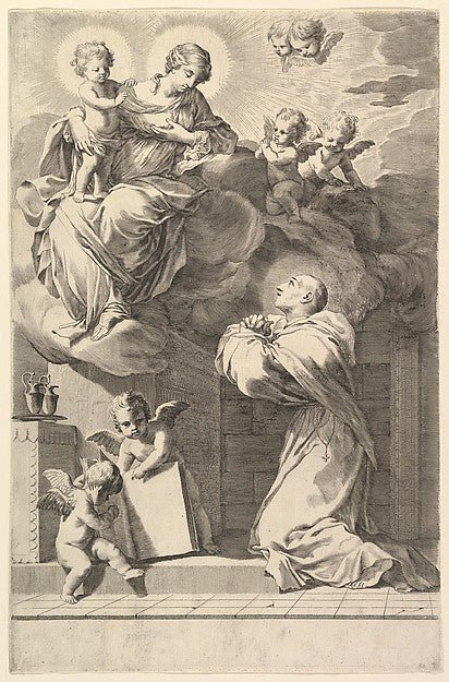 Saint Bernard Kneeling before the Virgin and Child 1640-Claude, vintage art, A3 (16x12") Poster Print