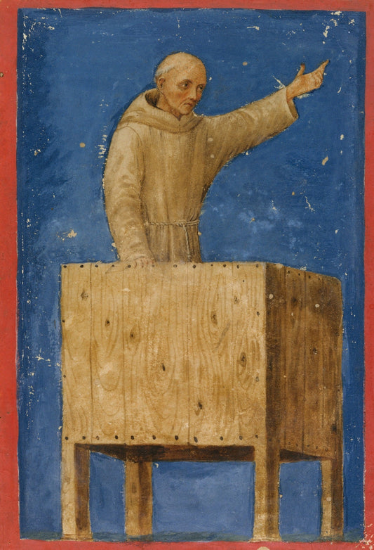 Saint Bernardino Preaching from a Pulpit, vintage artwork by Francesco di Giorgio Martini, A3 (16x12") Poster Print