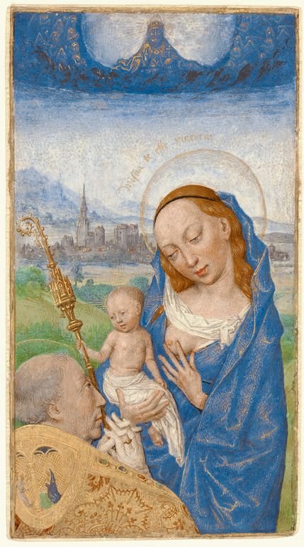 Saint Bernard's Vision of the Virgin and Child, vintage artwork by Simon Marmion, A3 (16x12") Poster Print