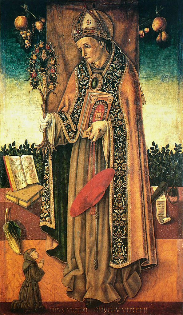 Saint Bonaventure tenant l'arbre de la Redemption (St Bonaventure Holding the Branch of Redemption), vintage artwork by Vittore Crivelli, A3 (16x12") Poster Print