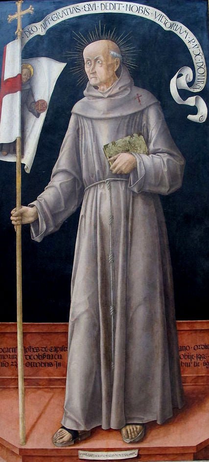 Saint Capistrano, vintage artwork by Bartolomeo Vivarini, A3 (16x12") Poster Print