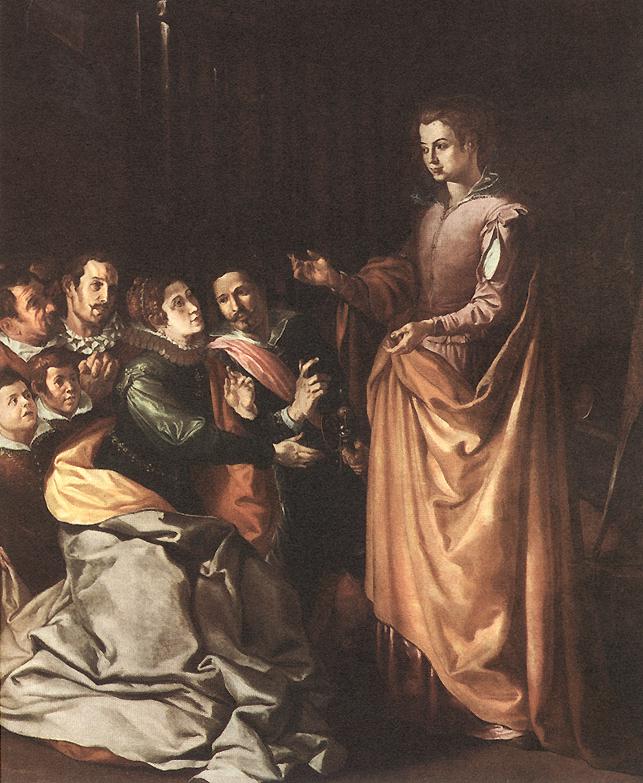 Saint Catherine Appearing to the Prisoners, vintage artwork by Francisco de Herrera the Elder, A3 (16x12") Poster Print