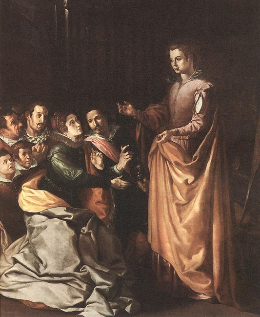 Saint Catherine Appearing to the Prisoners, vintage artwork by Francisco de Herrera the Elder, A3 (16x12") Poster Print