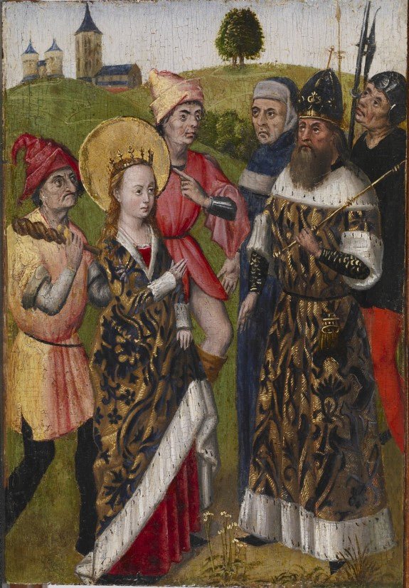 Saint Catherine Confronting the Emperor, vintage artwork by Unknown - Flemish School 15th Century, A3 (16x12") Poster Print