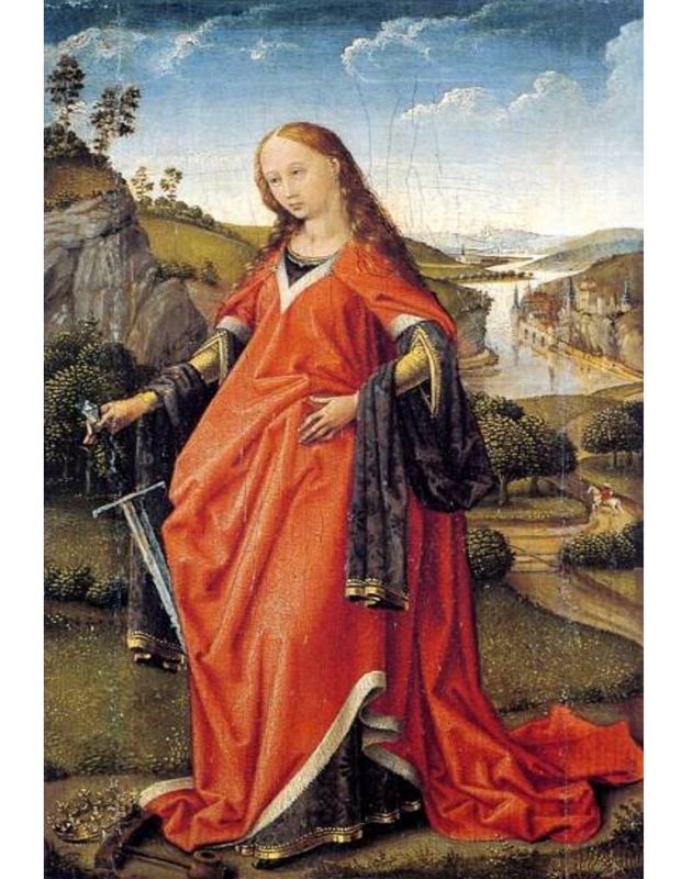 Saint Catherine in a landscape, vintage artwork by Rogier van der Weyden, A3 (16x12") Poster Print