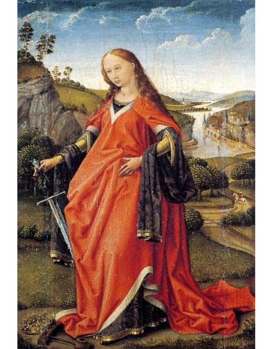 Saint Catherine in a landscape, vintage artwork by Rogier van der Weyden, A3 (16x12") Poster Print