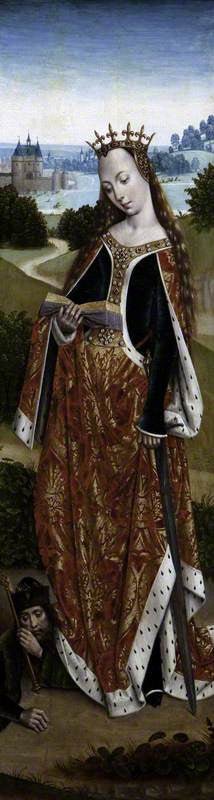 Saint Catherine of Alexandria (right panel), vintage artwork by Master of the Legend of Saint Lucy, A3 (16x12") Poster Print