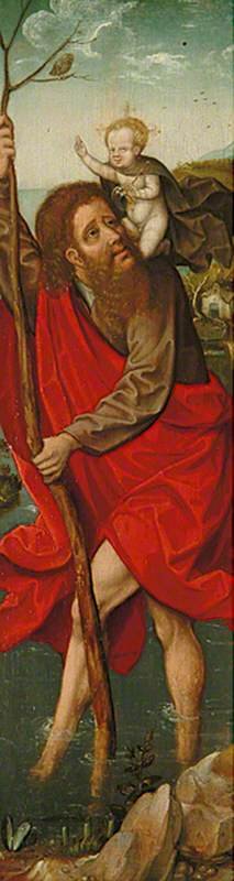 Saint Christopher (triptych, left panel), vintage artwork by Herri met de Bles, A3 (16x12") Poster Print