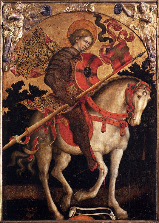 Saint Chrysogonus on Horseback, vintage artwork by Michele Giambono, A3 (16x12") Poster Print