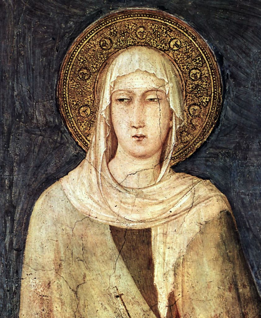 Saint Clair of Assisi, vintage artwork by Simone Martini, A3 (16x12") Poster Print