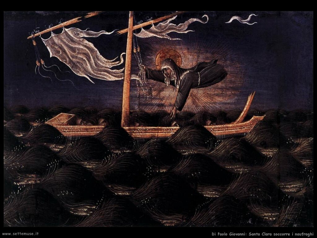 Saint Clare Rescuing the Shipwrecked, vintage artwork by Giovanni di Paolo, A3 (16x12") Poster Print