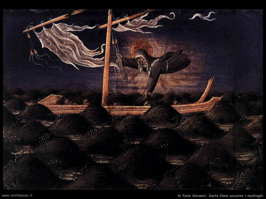 Saint Clare Rescuing the Shipwrecked, vintage artwork by Giovanni di Paolo, A3 (16x12") Poster Print