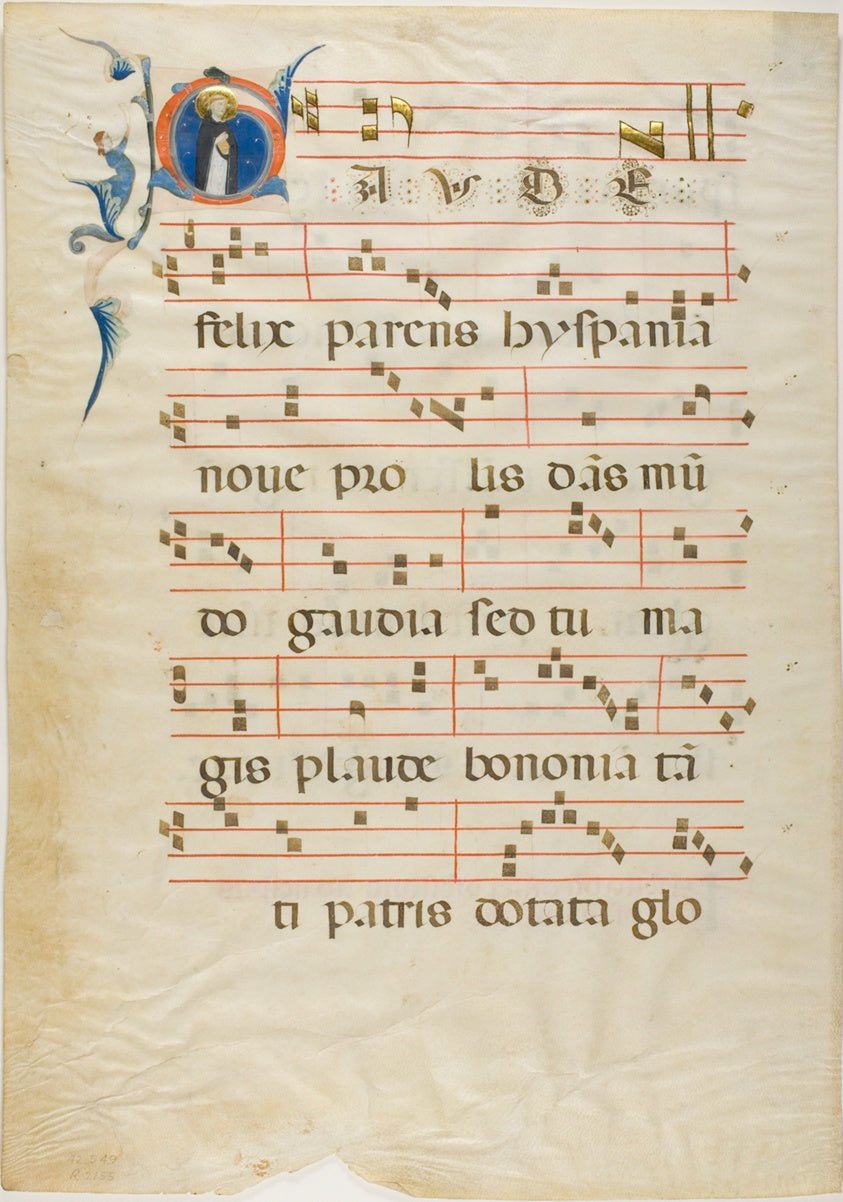 Saint Dominic in a Historiated Initial "G" from an Antiphonary by  Italian (Rimini),23x16"( A2 size ) Poster Print