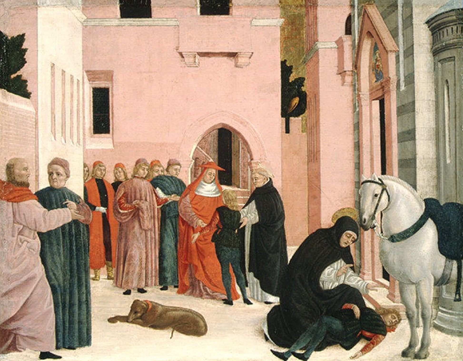 Saint Dominic Resuscitating Napolione Orsini, vintage artwork by Bartolomeo degli Erri, A3 (16x12") Poster Print