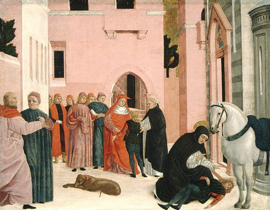 Saint Dominic Resuscitating Napolione Orsini, vintage artwork by Bartolomeo degli Erri, A3 (16x12") Poster Print