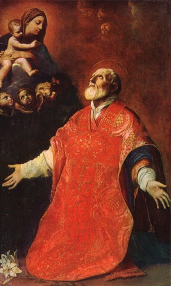 Saint Filippo Neri in Ecstasy, vintage artwork by Guido Reni, 12x8" (A4) Poster