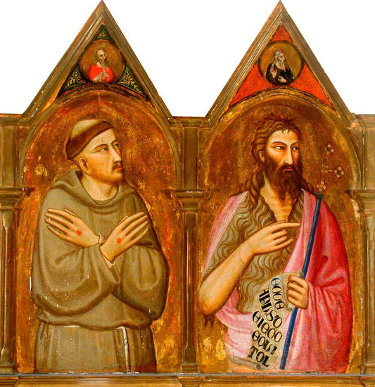 Saint Francis and John the Baptist, vintage artwork by Follower of Giovanni del Biondo, A3 (16x12") Poster Print