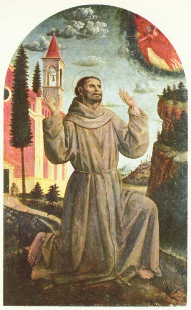 Saint Francis of Assisi Receiving the Stigmata, vintage artwork by Vincenzo Foppa, A3 (16x12") Poster Print