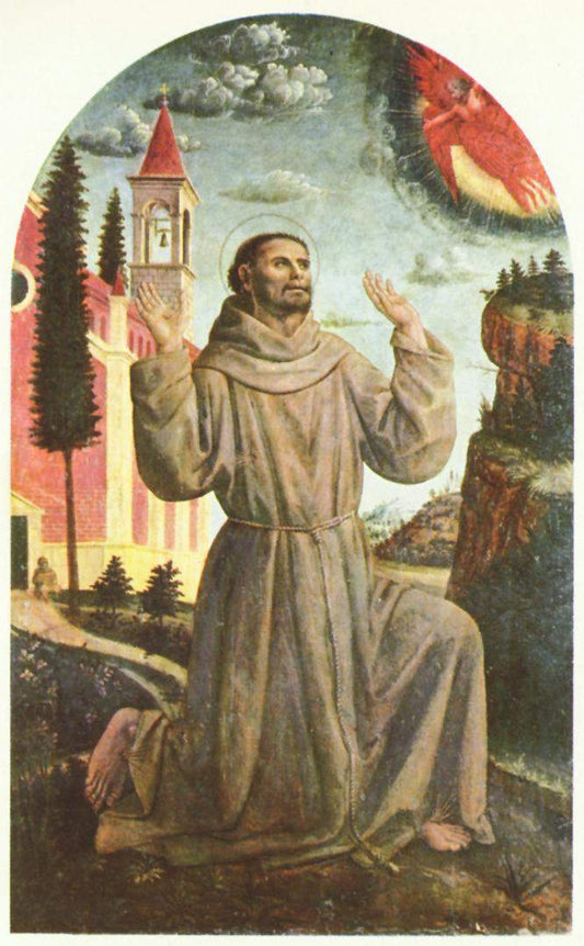 Saint Francis of Assisi Receiving the Stigmata, vintage artwork by Vincenzo Foppa, A3 (16x12") Poster Print