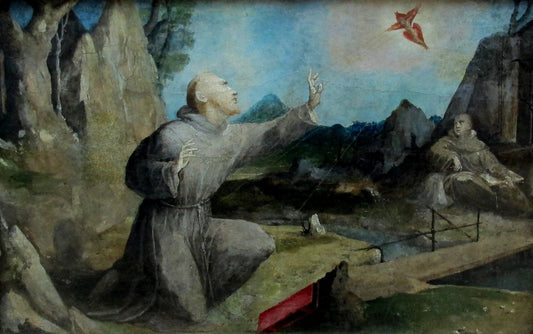 Saint Francis Receiving the Stigmata (from the predella of the Oratorio-altarpiece), vintage artwork by Domenico Beccafumi, A3 (16x12") Poster Print