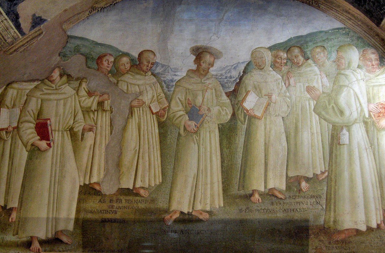 Saint Francis with the Twelve Apostles, vintage artwork by Tiberio d' Assisi, A3 (16x12") Poster Print