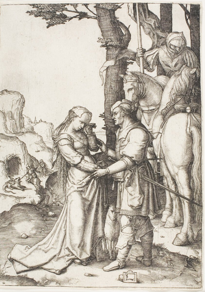 Saint George Liberating the Princess by  Lucas van Leyden, 23x16"( A2 size) Poster Print