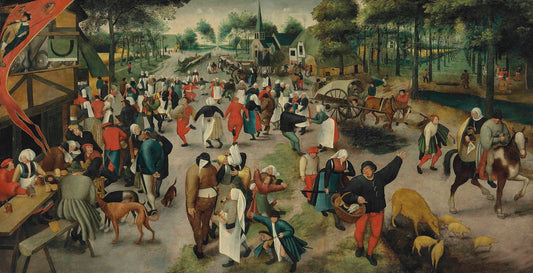 Saint George’s Day, a Village Kermesse with Figures Dancing and Merrymaking, vintage artwork by Marten van Cleve the Elder, A3 (16x12") Poster Print