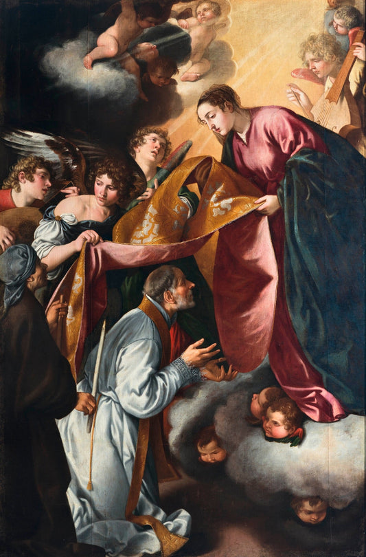 Saint Ildefonso and the Virgin Mary, vintage artwork by Pedro Orrente, A3 (16x12") Poster Print