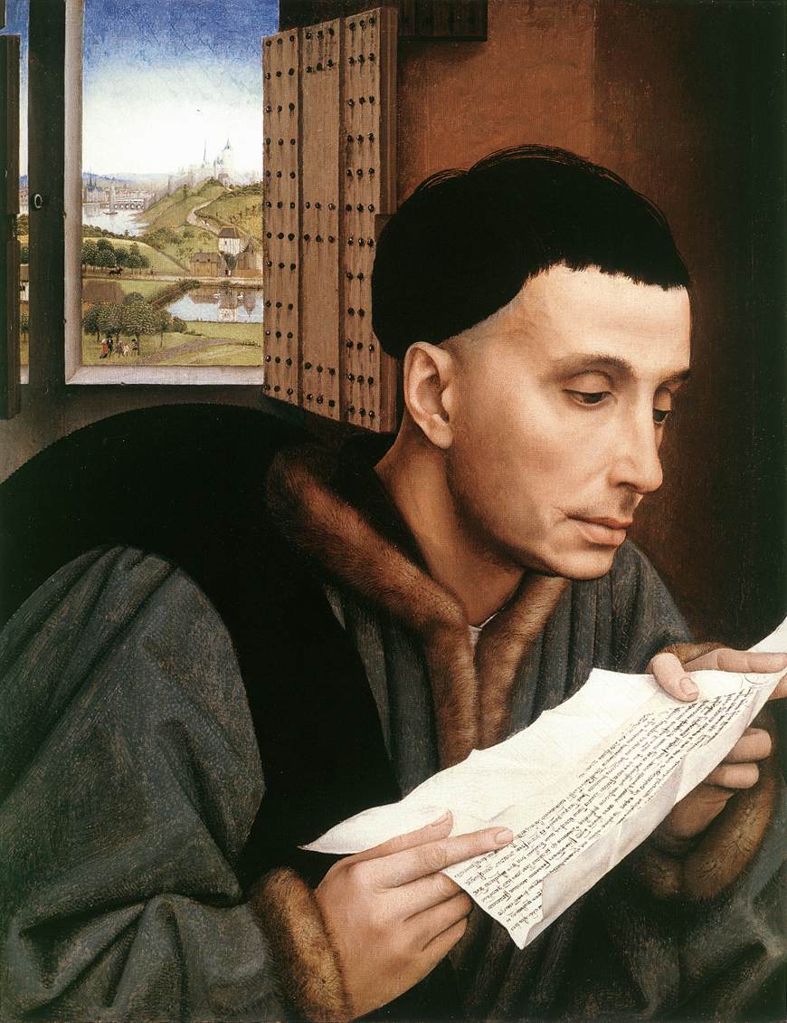 Saint Ivo Reading, vintage artwork by Rogier van der Weyden, A3 (16x12") Poster Print