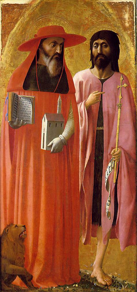 Saint Jerome and John the Baptist (from the Santa Maria Maggiore Altarpiece), vintage artwork by Masaccio, A3 (16x12") Poster Print