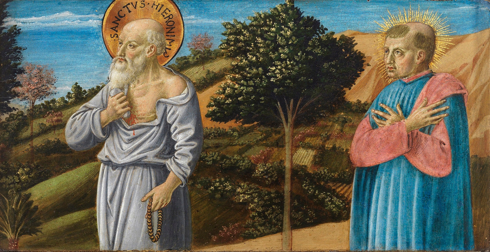 Saint Jerome and the blessed Bartolo Buompedoni of San Gimignano, vintage artwork by Benozzo Gozzoli, A3 (16x12") Poster Print