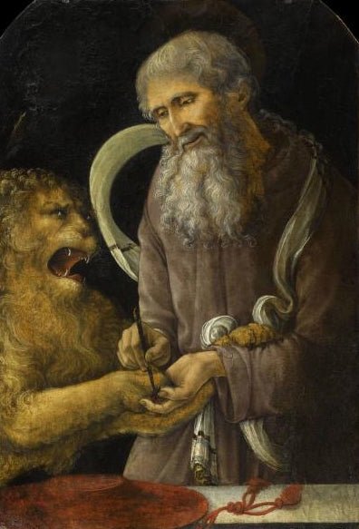 Saint Jerome and the Lion, vintage artwork by Liberali di Jacomo da Verona, A3 (16x12") Poster Print