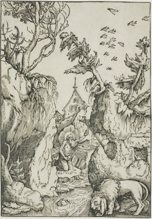 Saint Jerome in the Wilderness by  Hans Baldung Grien, 23x16"( A2 size) Poster Print