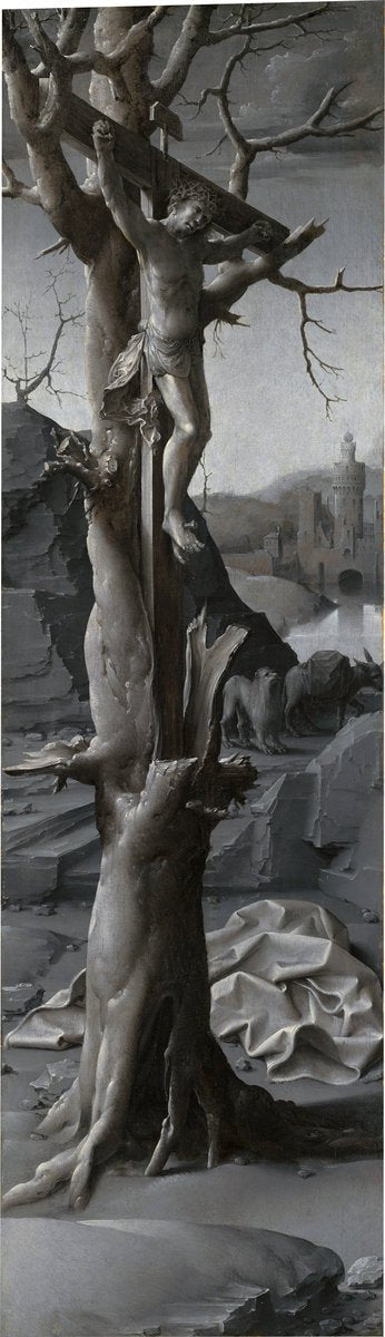 Saint Jerome Penitent [left panel], vintage artwork by Jan Gossaert, A3 (16x12") Poster Print