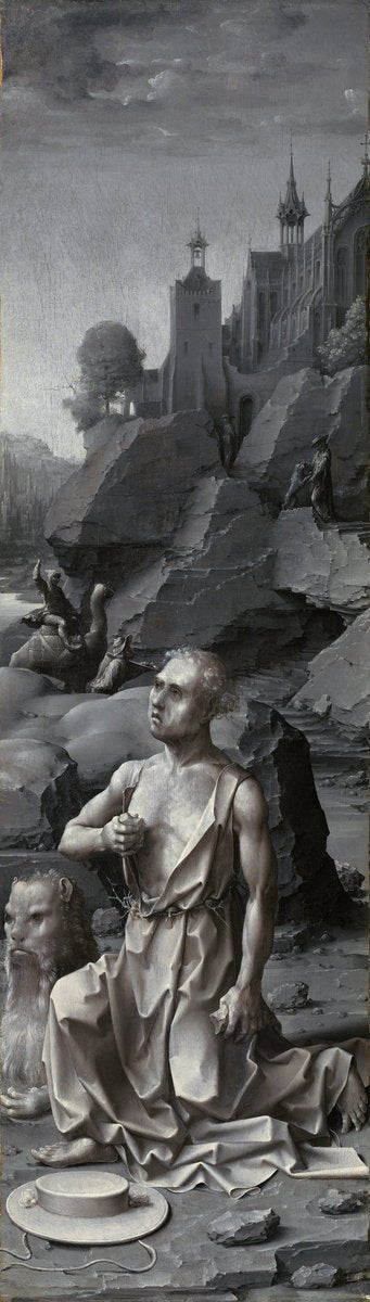 Saint Jerome Penitent [right panel], vintage artwork by Jan Gossaert, A3 (16x12") Poster Print