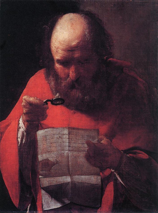 Saint Jerome Reading, vintage artwork by Georges de La Tour, 12x8" (A4) Poster