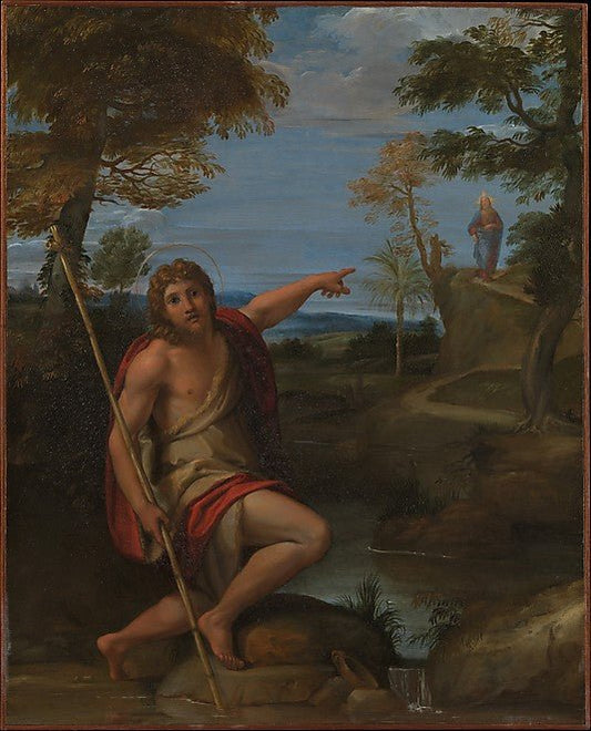 Saint John the Baptist Bearing Witness, vintage artwork by Annibale Carracci, A3 (16x12") Poster Print