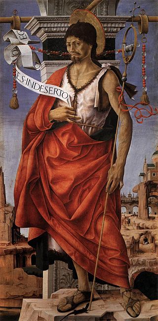 Saint John the Baptist from the Griffoni  Polyptych, vintage artwork by Francesco del Cossa, A3 (16x12") Poster Print