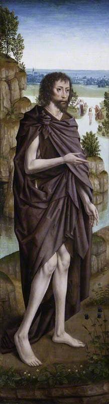 Saint John the Baptist (left panel), vintage artwork by Master of the Legend of Saint Lucy, A3 (16x12") Poster Print