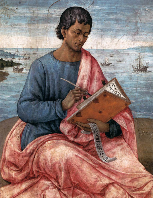 Saint John the Baptist on the Island of Patmos, vintage artwork by Domenico Ghirlandaio, A3 (16x12") Poster Print