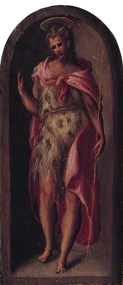 Saint John the Baptist (right wing of triptych), vintage artwork by Domenico Beccafumi, A3 (16x12") Poster Print