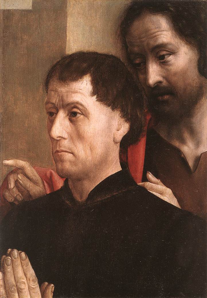 Saint John the Baptist with a Donor, vintage artwork by Hugo van der Goes, A3 (16x12") Poster Print