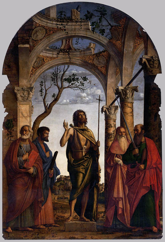 Saint John the Baptist with Saints, vintage artwork by Cima da Conegliano, A3 (16x12") Poster Print