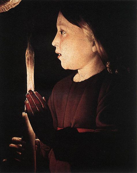 Saint Joseph the Carpenter (detail), vintage artwork by Georges de La Tour, 12x8" (A4) Poster