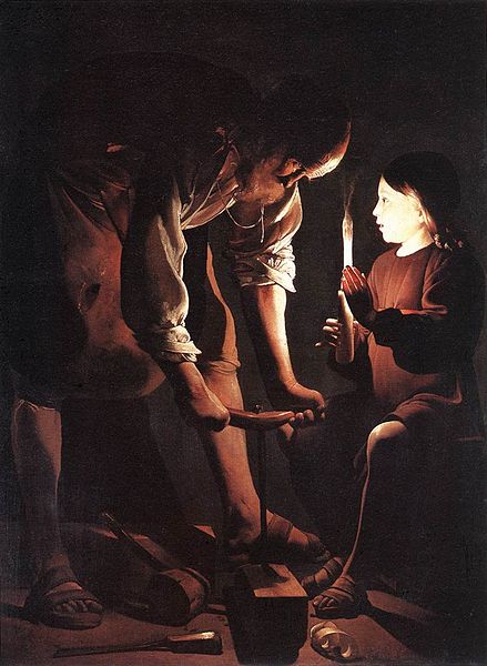 Saint Joseph the Carpenter, vintage artwork by Georges de La Tour, 12x8" (A4) Poster