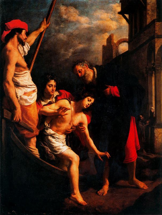 Saint Julian Offers Hospitality to the Pilgrims, vintage artwork by Cristofano Allori, A3 (16x12") Poster Print