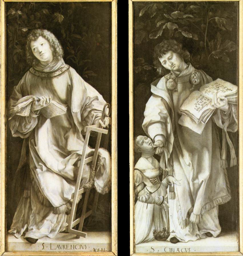 Saint Lawrence and Saint Cyriacus, vintage artwork by Matthias Grünewald, A3 (16x12") Poster Print