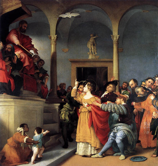 Saint Lucy Altarpiece, vintage artwork by Lorenzo Lotto, A3 (16x12") Poster Print