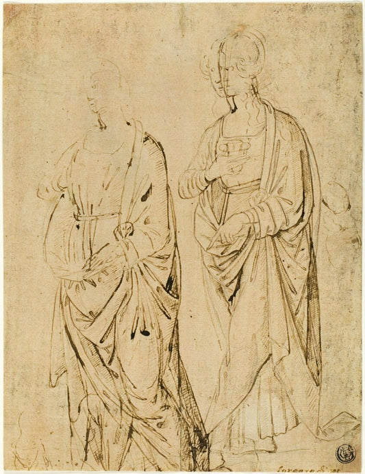 Saint Lucy and a Saint (recto); Alexander the Great in Profile (verso) by  Attributed to Agnolo and/or Donnino di Domenico, called del Mazziere, 23x16"( A2 size) Poster Print